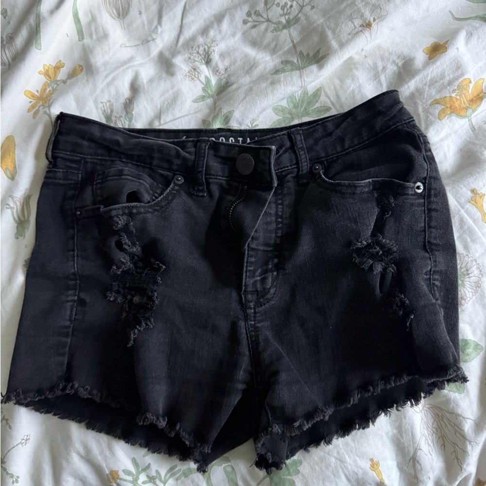 Aeropostale Women's Black Distressed Jean Shorts